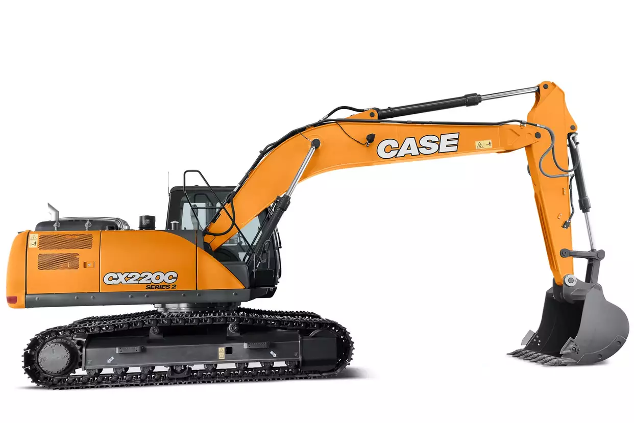 Escavadeira hidráulica CASE CX220C Série 2 vista de lado.